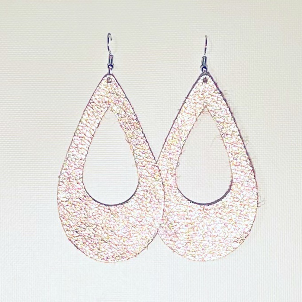 Real Genuine Leather Earrings - Rose Gold